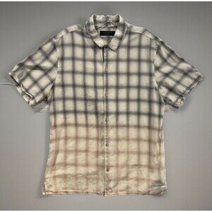 AllSaints Mens Caldwell Shirt Size M Short Sleeve Plaid Color Gradient Pattern